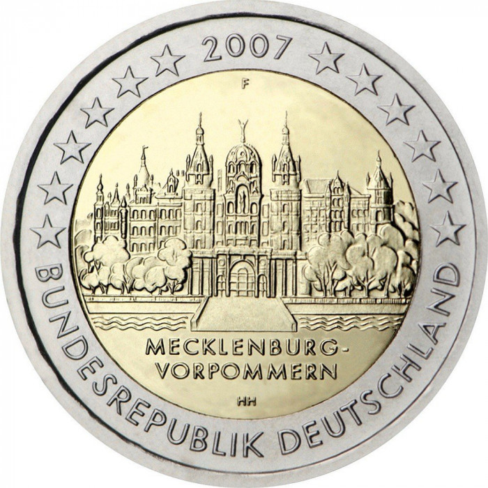 Германия ФРГ 2 Евро 2007 F год Мекленбург-Передняя Померания М/Д Штутгарт