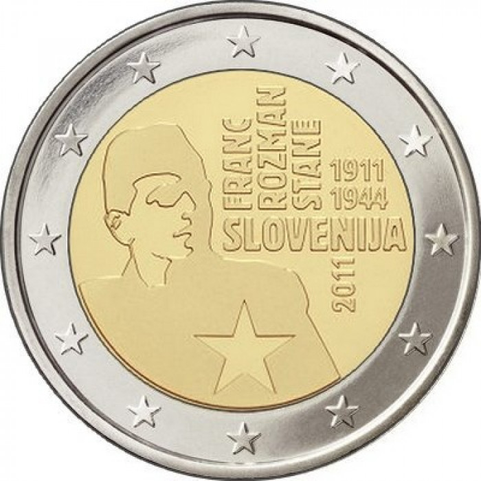Словения 2 Евро 2011 год 100 лет со дня рождения Франца Розмана