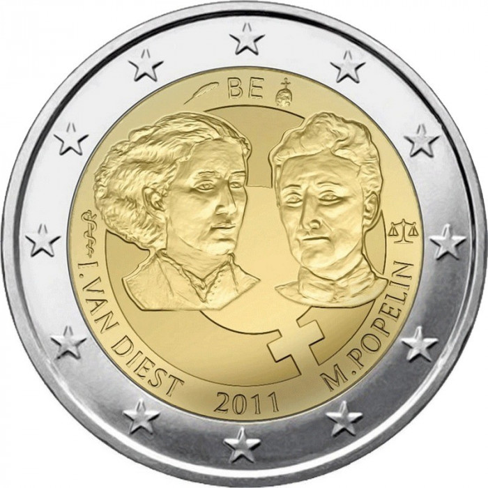 Бельгия 2 Евро 2011 год 100-летие Международного женского дня