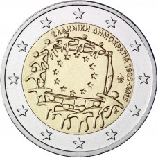Греция 2 Евро 2015 год 30 лет флагу Европейского союза