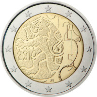 Финляндия 2 Евро 2010 год 150-летие введения в Финляндии собственной валюты (BOX771)