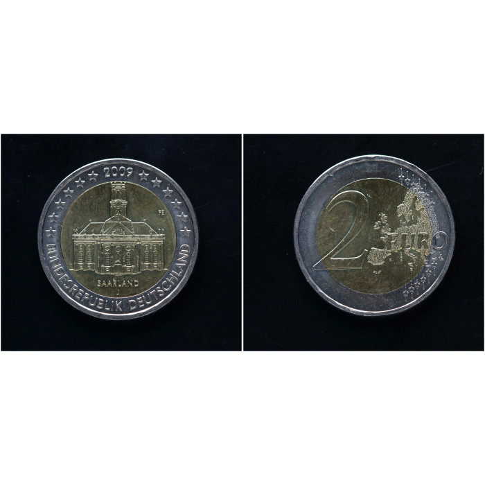 Германия ФРГ 2 Евро 2009 J год Церковь Людвига в Саарбрюккен, Саар