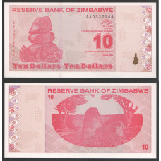 Зимбабве 10 Долларов 2009 год Флора Серия АА UNC (BOX)