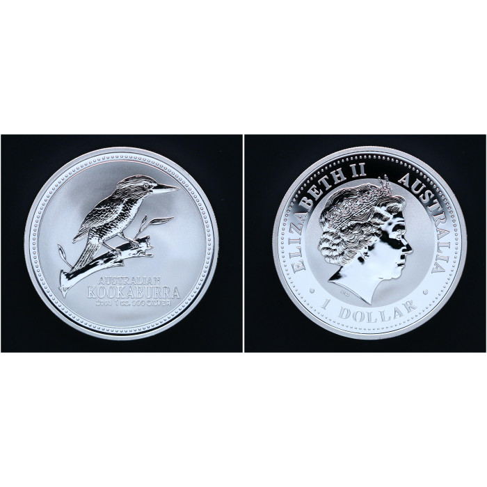 Австралия 1 Доллар 2003 год Серебро 999 Кукабара на ветке Фауна Елизавета II