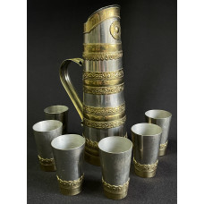 Коньячный набор / Комплект джентльмена Кувшин + шесть стопок / рюмок Позолота Коньячный набор / Комплект джентльмена Кувшин + шесть стопок / рюмок Позолота