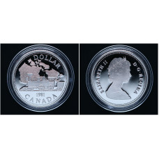 Канада 1 Доллар 1981 год. 100 лет Трансконтинентальной железной дороге
