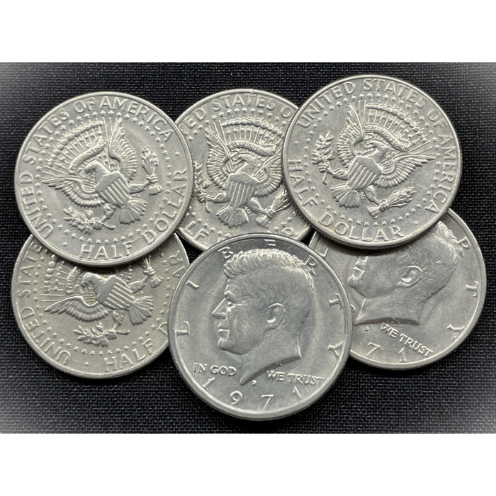 США 1/2 Доллара / 50 Центов 1971 D год. Джон Кеннеди. AUNC (BOX100)