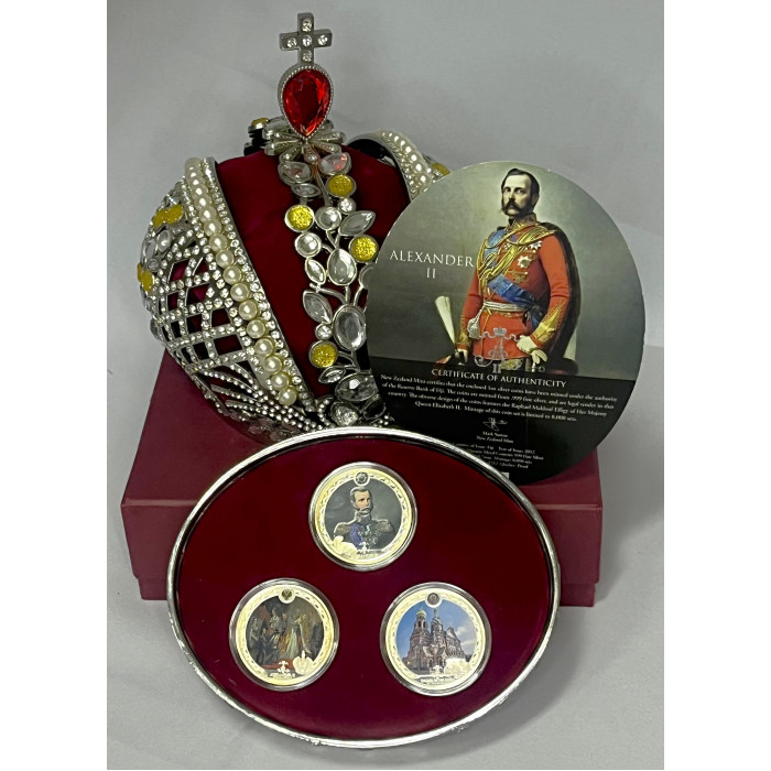 Фиджи Набор из трех монет 2 Доллара 2012 год. Корона. Александр II. Proof