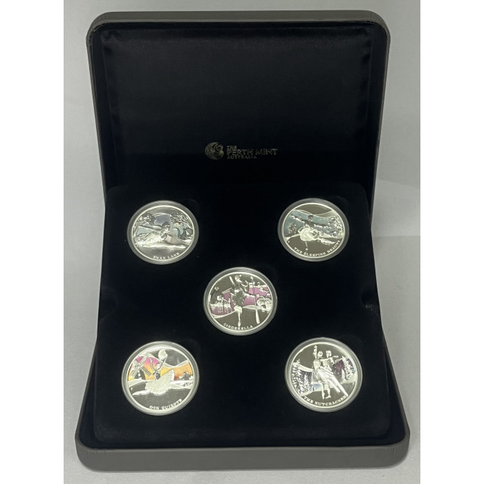 Тувалу Набор из пяти монет 1 Доллар 2010 год. Знаменитые Балеты. Цветная. Proof