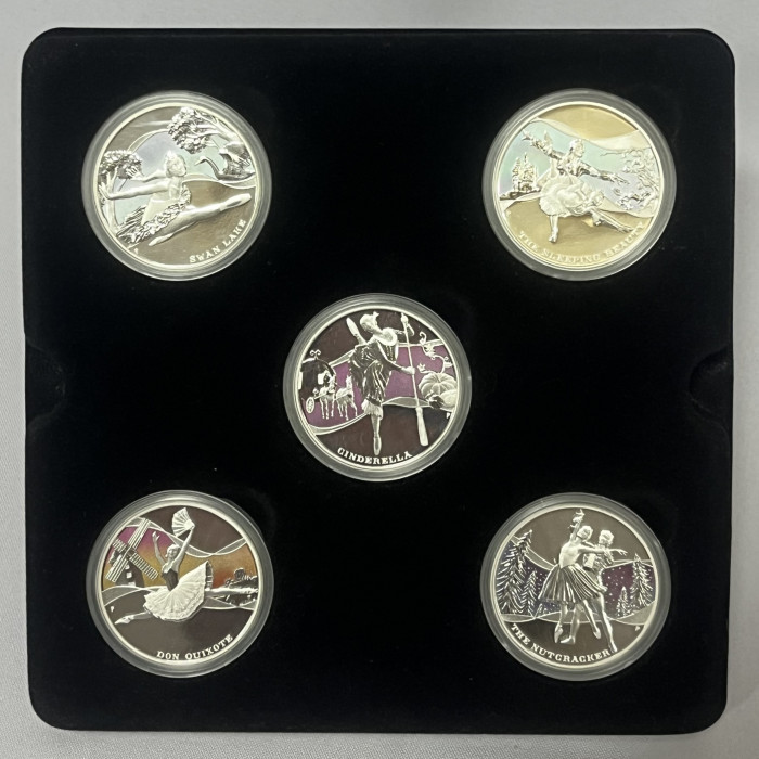 Тувалу Набор из пяти монет 1 Доллар 2010 год. Знаменитые Балеты. Цветная. Proof