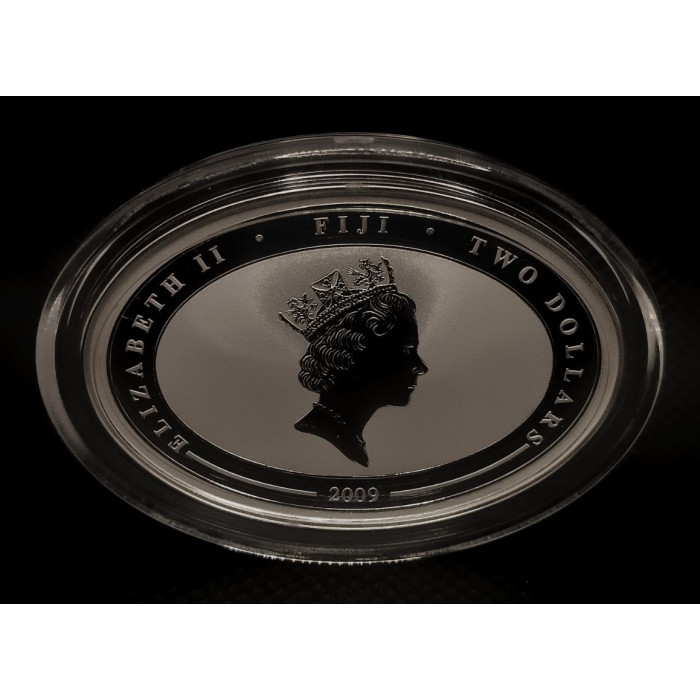 Фиджи 2 Доллара 2009 год. Серебро 999. Советский дирижабль СССР В-6 Осоавиахим. Цветная