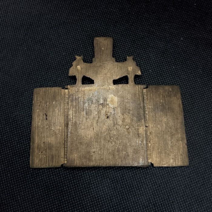 Царская Россия. Складень Никола Чудотворец с праздниками Никейское чудо. Огненное золочение