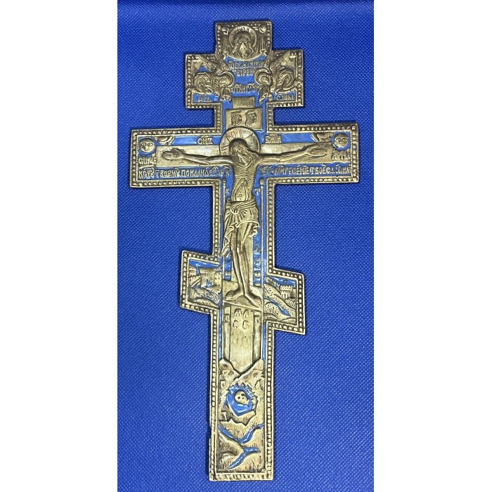 Царская Россия Восьмиконечный Крест распятие Христово. Иисус Христос Вседержитель. Пластика, Эмаль
