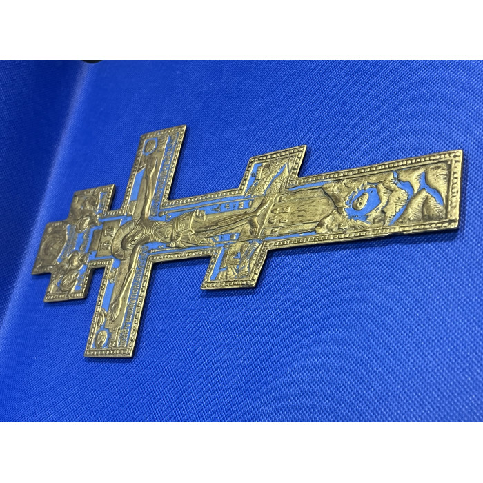 Царская Россия Восьмиконечный Крест распятие Христово. Иисус Христос Вседержитель. Пластика, Эмаль