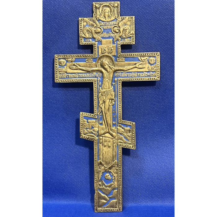 Царская Россия Восьмиконечный Крест распятие Христово. Иисус Христос Вседержитель. Пластика, Эмаль