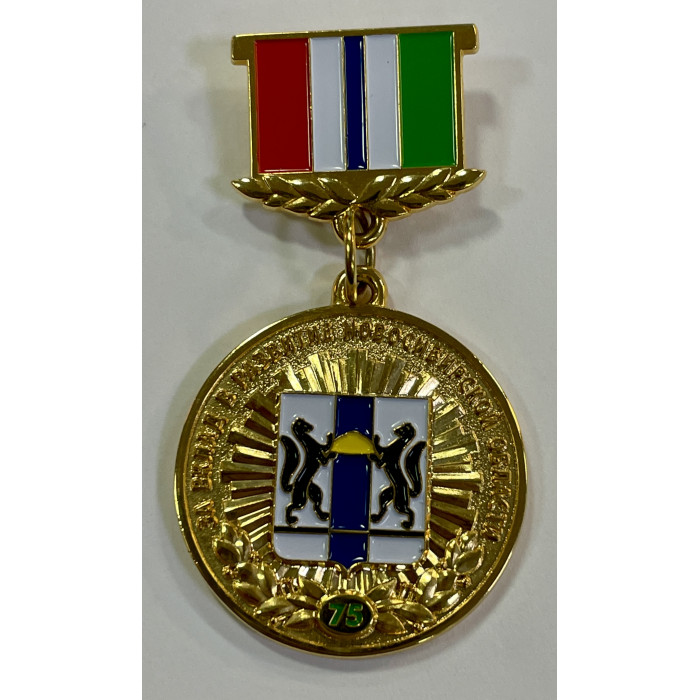 Россия Памятный знак / медаль. За вклад в развитие Новосибирской области. 75 лет Новосибирску. Герб (BOX613)