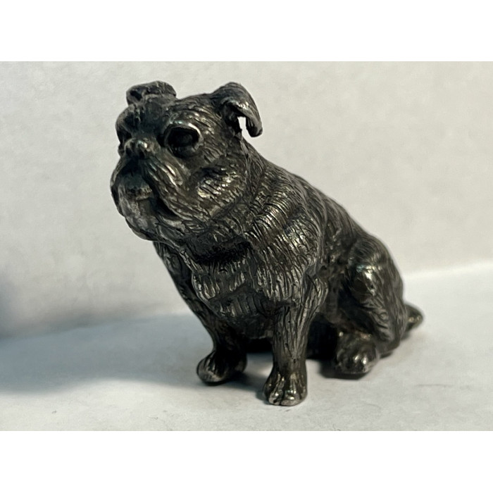 Царская Россия Статуэтка / Скульптура Собака Бульдог 84 пр. Серебро Клеймо мастера ВК