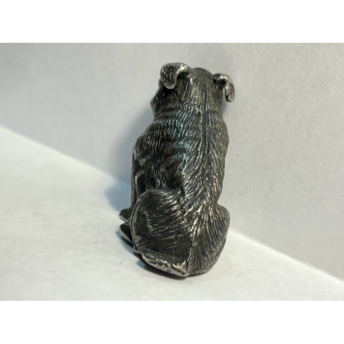 Царская Россия Статуэтка / Скульптура Собака Бульдог 84 пр. Серебро Клеймо мастера ВК