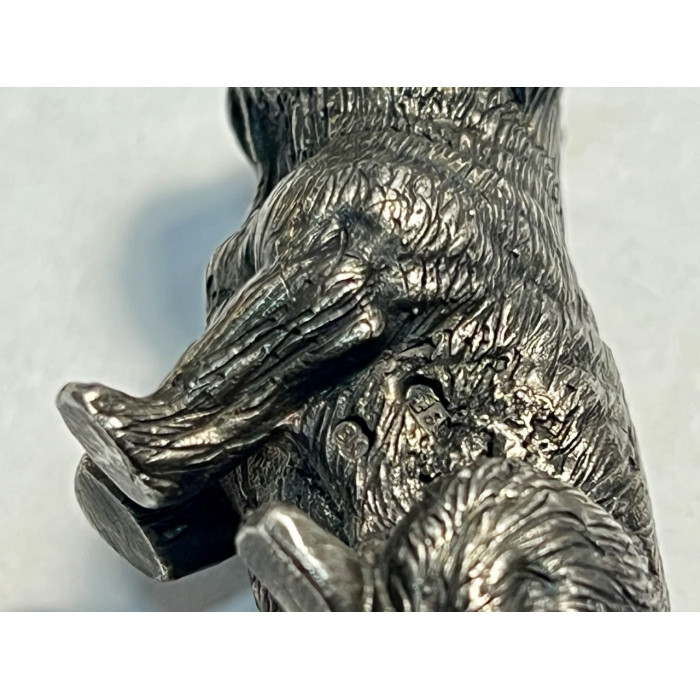 Царская Россия Статуэтка / Скульптура Собака Бульдог 84 пр. Серебро Клеймо мастера ВК