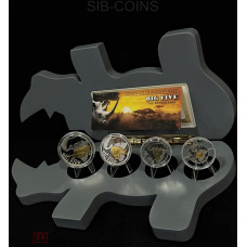 Конго набор из 4 монет 400 Франков 2013 год Ag 999 Носороги Большая пятерка