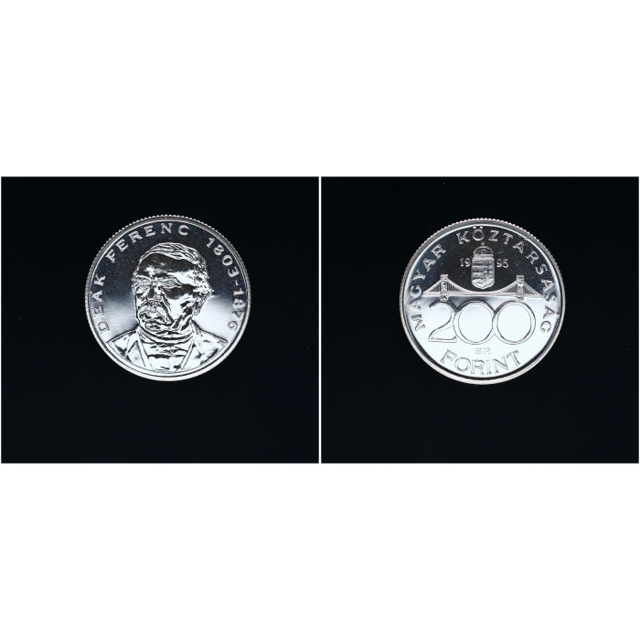 Венгрия 200 Форинтов 1995 год. Ag. "Выдающиеся личности - Ференц Деак" 