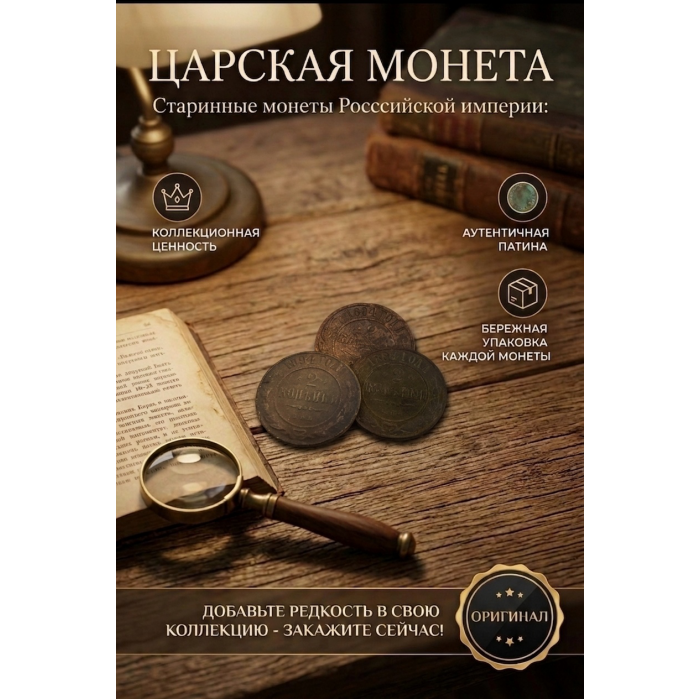 Монета Царской России "2 Копейки 1894 СПБ год". Период правления Александра III. Оригинал. (BOX625)