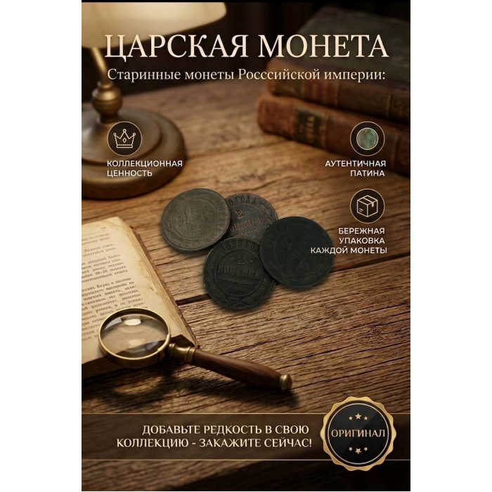 Монета Царской России "2 Копейки 1898 СПБ год". Период правления Николая II. Оригинал. (BOX853)   