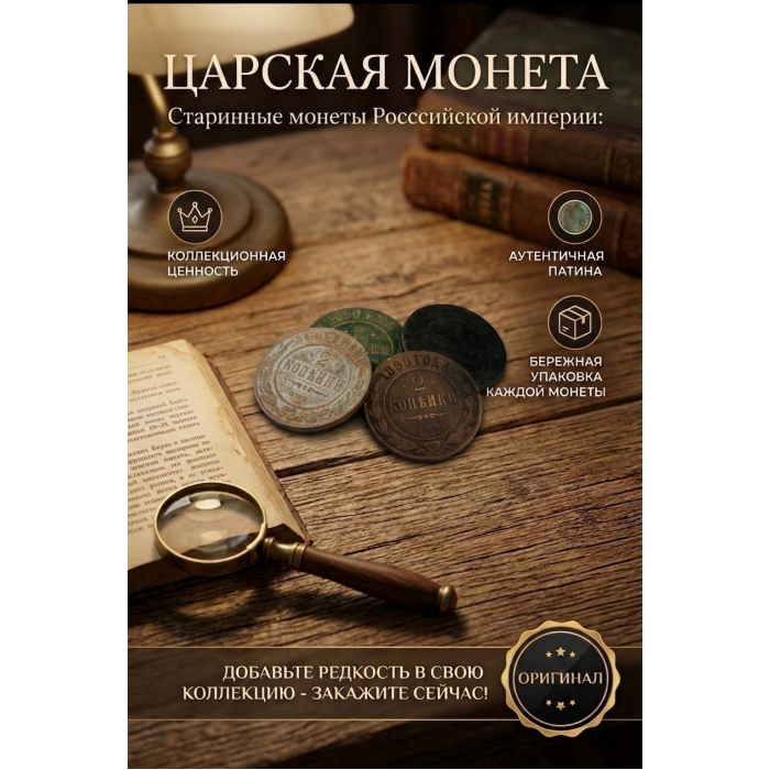 Монета Царской России "2 Копейки 1899 СПБ год". Период правления Николая II. Оригинал. (BOX540)   