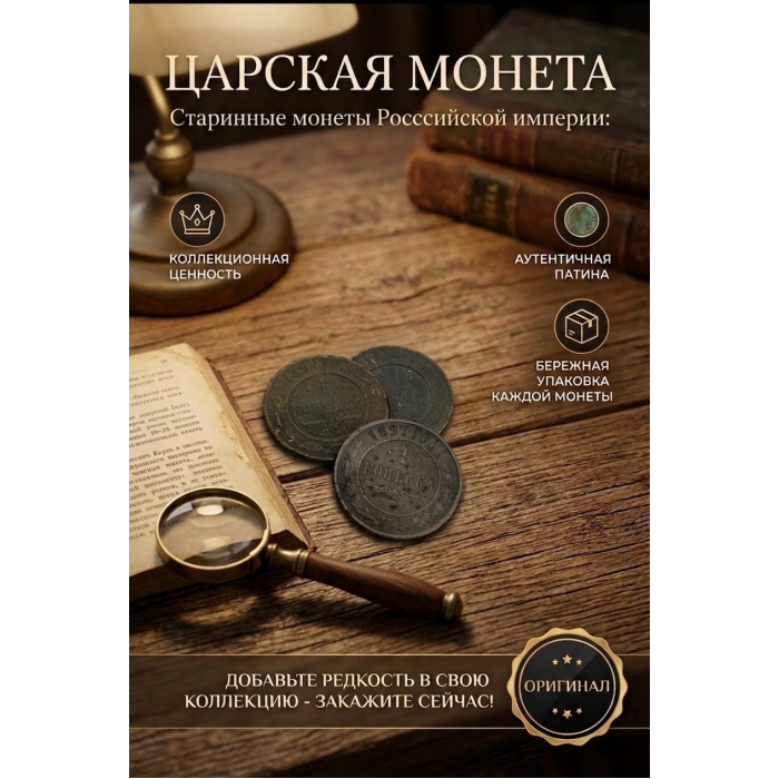 Монета Царской России "1 Копейка 1897 СПБ год". Период правления Николая II. Оригинал. (BOX520)   