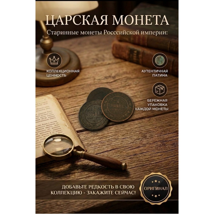 Монета Царской России "1 Копейка 1898 СПБ год". Период правления Николая II. Оригинал. (BOX233)   