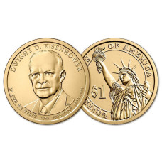 США 1 Доллар 2015 P год UNC Президенты № 34 Дуайт Эйзенхауэр