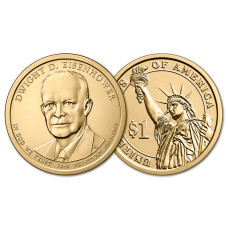 США 1 Доллар 2015 D год UNC Президенты № 34 Дуайт Эйзенхауэр
