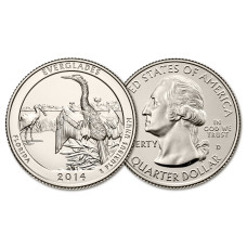 США 25 центов 2014 D год UNC Прекрасная Америка № 25 Национальный парк Эверглейдс (BOX247)