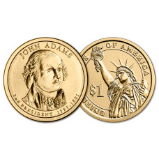 США 1 Доллар 2007 D год UNC Президенты № 2 Джон Адамс