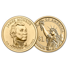 США 1 Доллар 2008 D год UNC Президенты № 5 Джеймс Монро