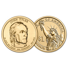 США 1 Доллар 2009 D год UNC Президенты № 10 Джон Тайлер