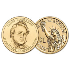 США 1 Доллар 2010 D год UNC Президенты № 15 Джеймс Бьюкенен