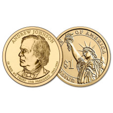 США 1 Доллар 2011 D год UNC Президенты № 17 Эндрю Джонсон