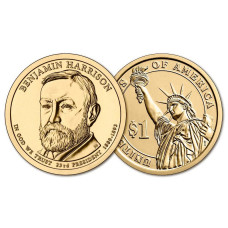 США 1 Доллар 2012 D год UNC Президенты № 23 Бенджамин Гаррисон