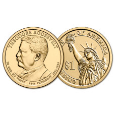США 1 Доллар 2013 P год UNC Президенты № 26 Теодор Рузвельт