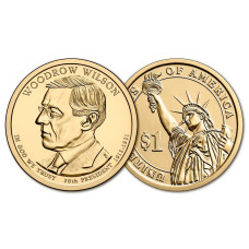 США 1 Доллар 2013 P год UNC Президенты № 28 Вудро Вильсон