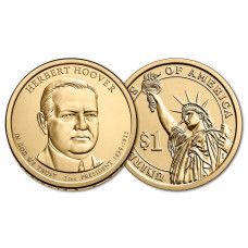 США 1 Доллар 2014 D год UNC Президенты № 31 Герберт Гувер
