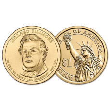США 1 Доллар 2010 P год UNC Президенты № 13 Миллард Филлмор