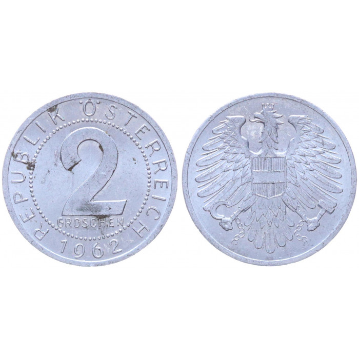 Австрия 2 Гроша 1962 год KM# 2876