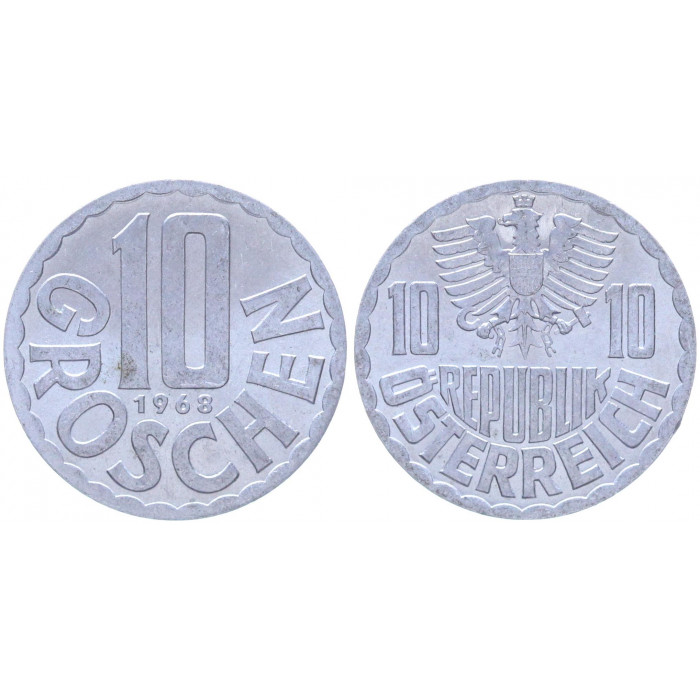 Австрия 10 Грошей 1968 год KM# 2878