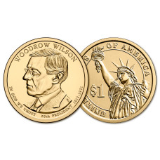 США 1 Доллар 2013 D год UNC Президенты № 28 Вудро Вильсон