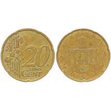 Германия ФРГ 20 Евроцентов 2002 J год KM# 211 Бранденбургские ворота