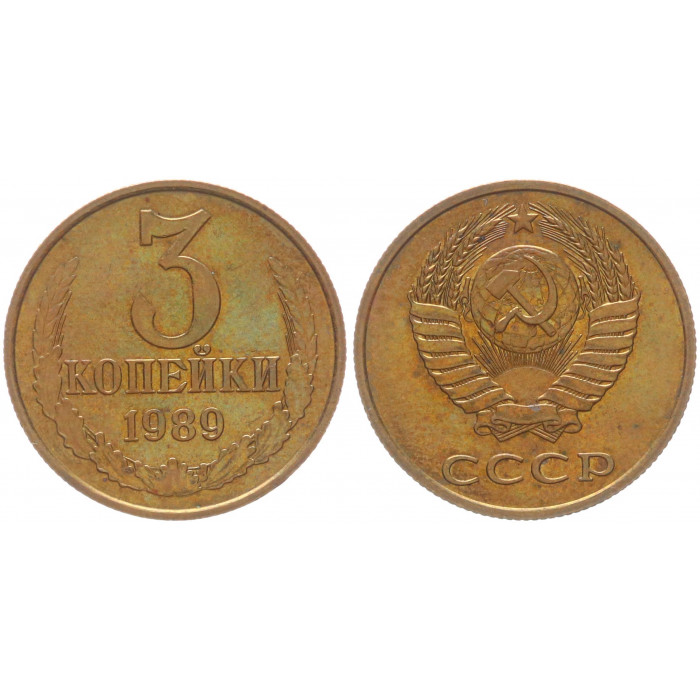 СССР 3 Копейки 1989 год Y# 128a (BOX490)