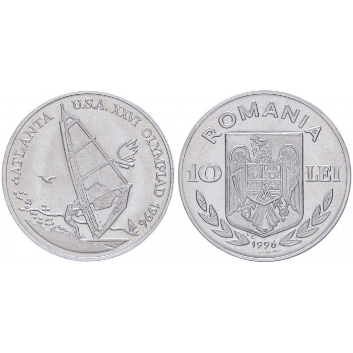 Румыния 10 Лей 1996 год UNC KM# 122 Виндсерфинг XXVI Летние Олимпийские игры 1996 в Атланте (BOX619)