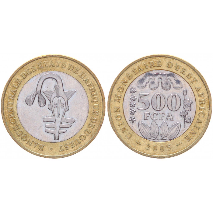 Западно-Африканские Государства 500 Франков 2005 год KM# 15 Фигурка для взвешивания золота Таку-Ашанти Биметалл